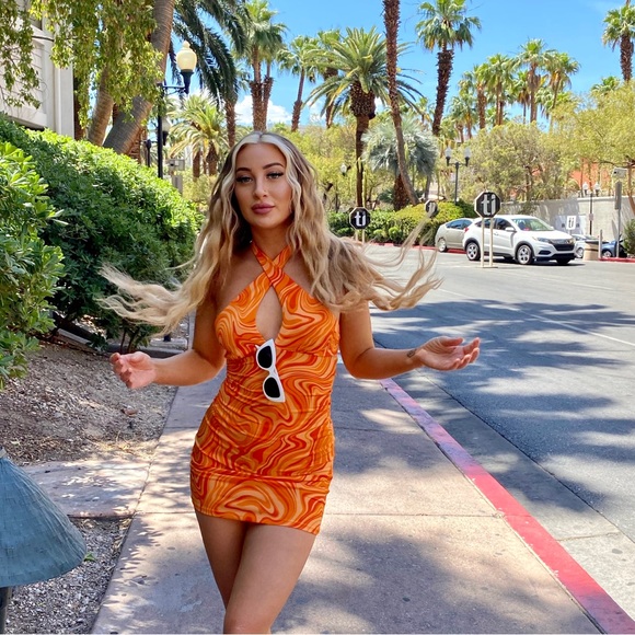 Orange h and m dress - Picture 1 of 4